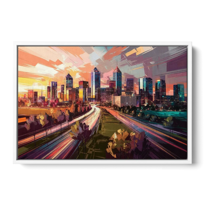 Atlanta Midtown Skyline Front - White Canvas Wall Art