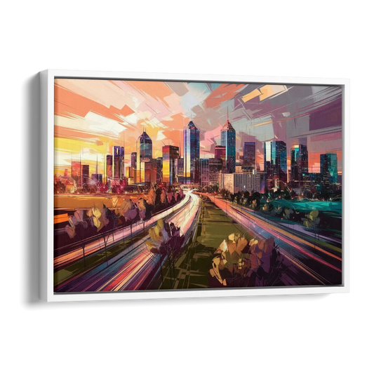Atlanta Midtown Skyline Side - White Canvas Wall Art