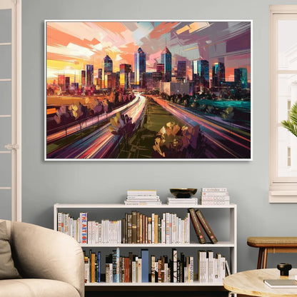 Atlanta Midtown Skyline Sitting Room - White Canvas Wall Art
