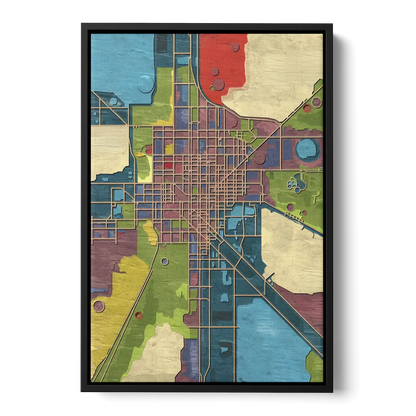 Atlanta Modern Map Design Front - Black Canvas Wall Art