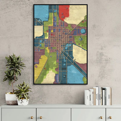 Atlanta Modern Map Design Living Room - Black Canvas Wall Art