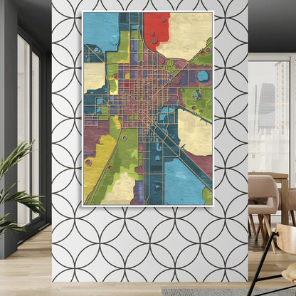 Atlanta Modern Map Design Sitting Room - White Canvas Wall Art