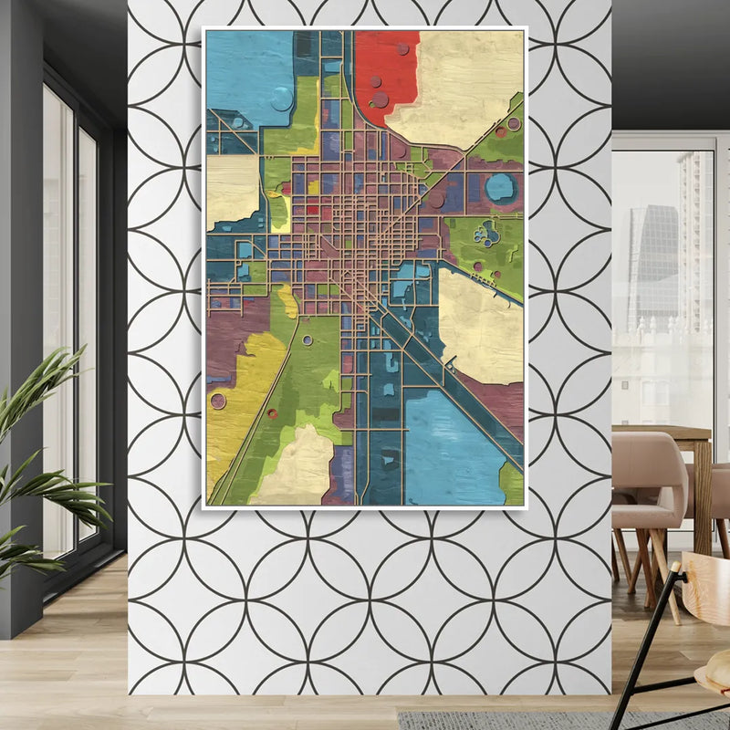 Atlanta Modern Map Design Sitting Room - White Canvas Wall Art
