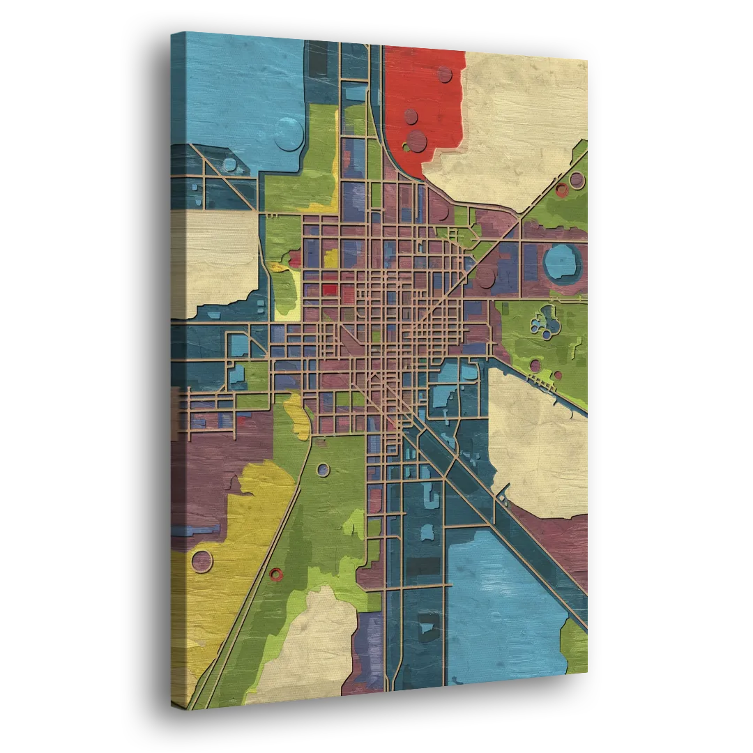 Atlanta Modern Map Design Side - Canvas Wall Art