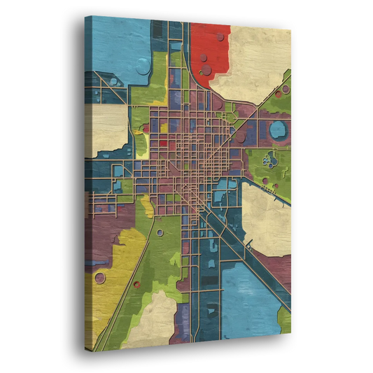 Atlanta Modern Map Design Side - Canvas Wall Art