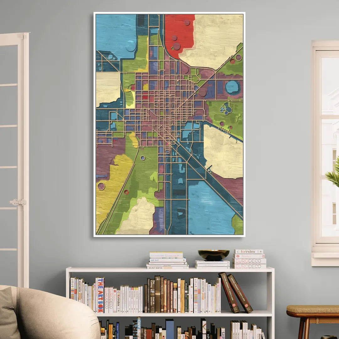 Atlanta Modern Map Design Living Room - White Canvas Wall Art