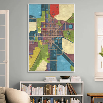 Atlanta Modern Map Design Living Room - White Canvas Wall Art