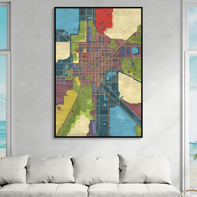 Atlanta Modern Map Design Sitting Room - Black Canvas Wall Art