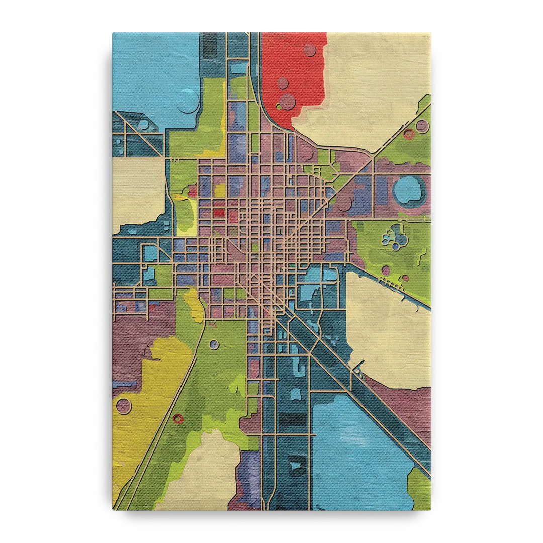 Atlanta Modern Map Design Front - Canvas Wall Art