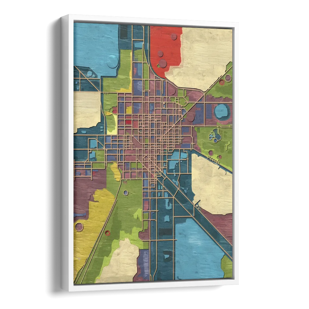 Atlanta Modern Map Design Side - White Canvas Wall Art