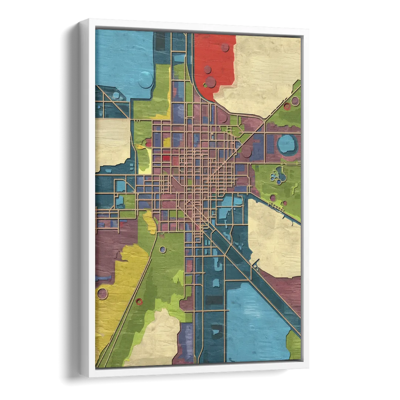 Atlanta Modern Map Design Side - White Canvas Wall Art