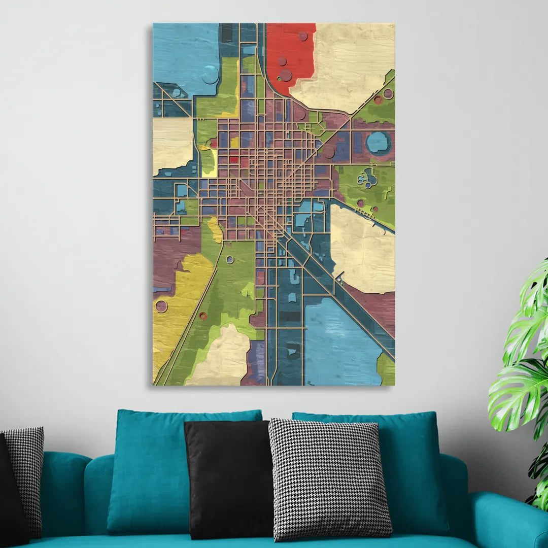 Atlanta Modern Map Design Living Room - Canvas Wall Art