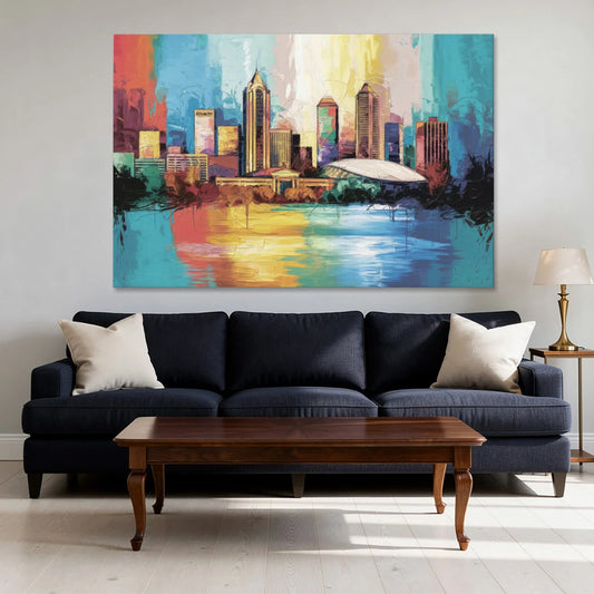 Atlanta Skyline Panoramic View - Canvas Wall Art - Sofa - 60x40
