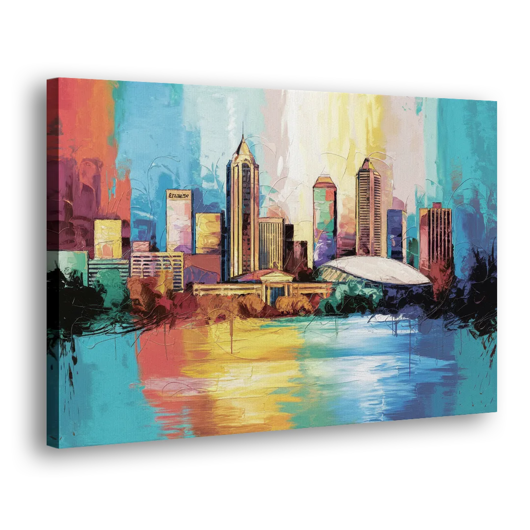 Atlanta Skyline Panoramic View Side - Canvas Wall Art