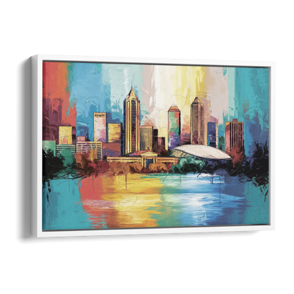 Atlanta Skyline Panoramic View Side - White Canvas Wall Art