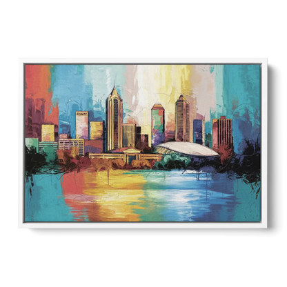 Atlanta Skyline Panoramic View Front - White Canvas Wall Art