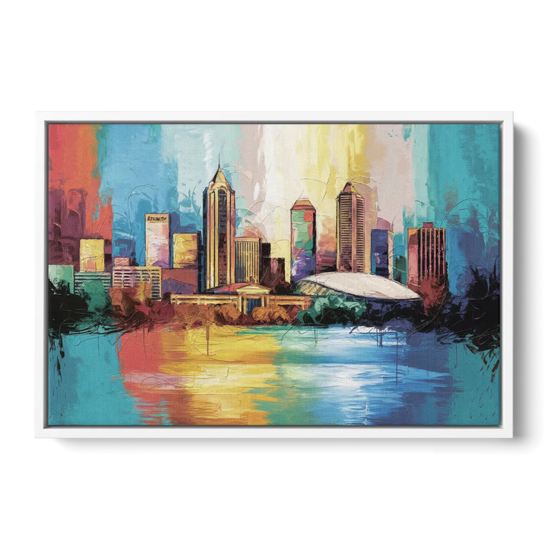 Atlanta Skyline Panoramic View Front - White Canvas Wall Art