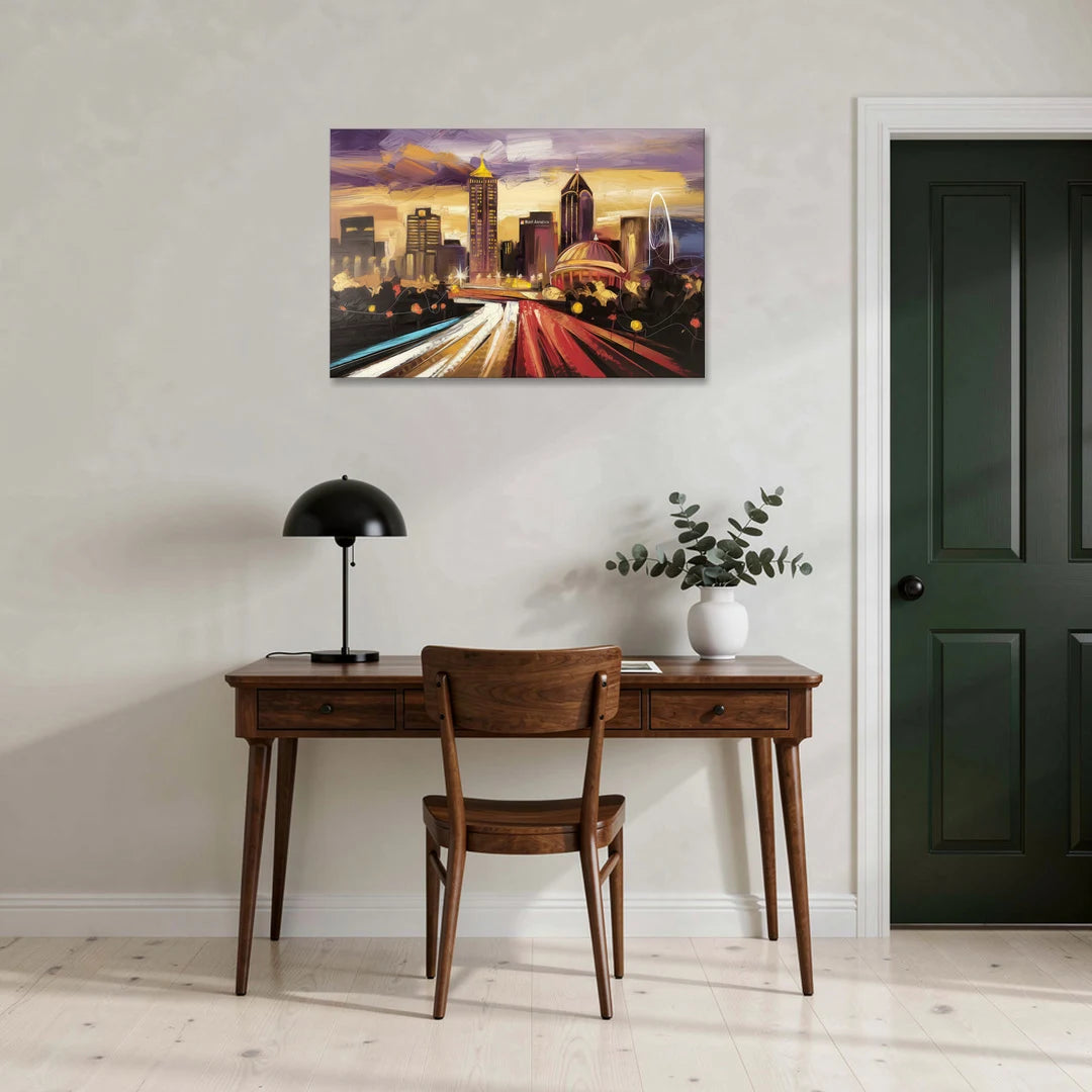Atlanta Skyline With Georgia Dome - Canvas Wall Art - Office - 36x24