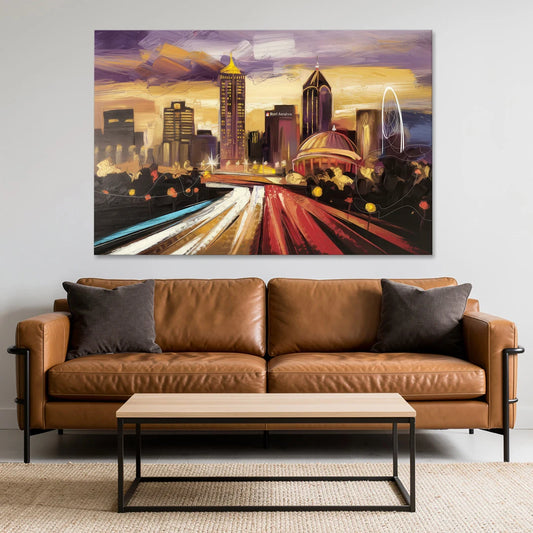 Atlanta Skyline With Georgia Dome - Canvas Wall Art - Sofa - 60x40
