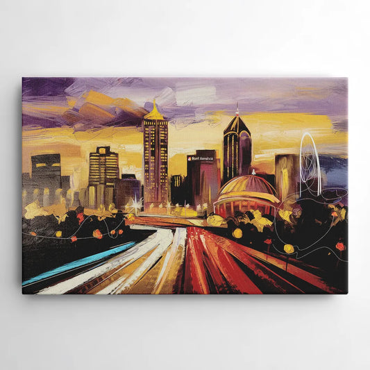 Atlanta Skyline With Georgia Dome - Canvas Wall Art