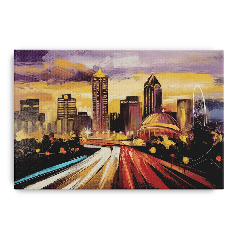 Atlanta Skyline With Georgia Dome Front - Canvas Wall Art