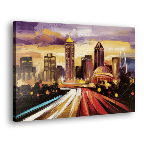Atlanta Skyline With Georgia Dome - Canvas Wall Art