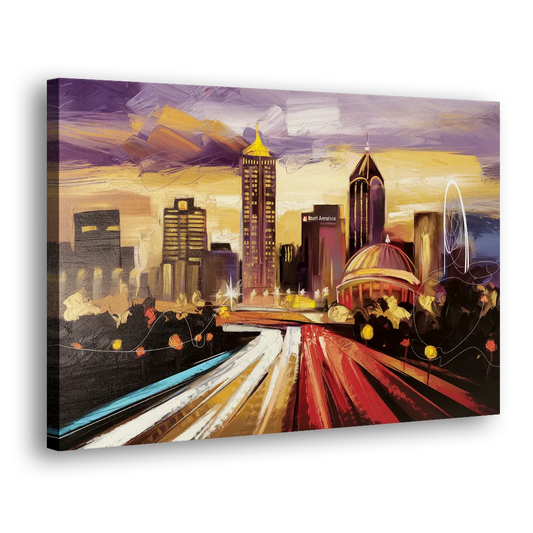 Atlanta Skyline With Georgia Dome Side - Canvas Wall Art