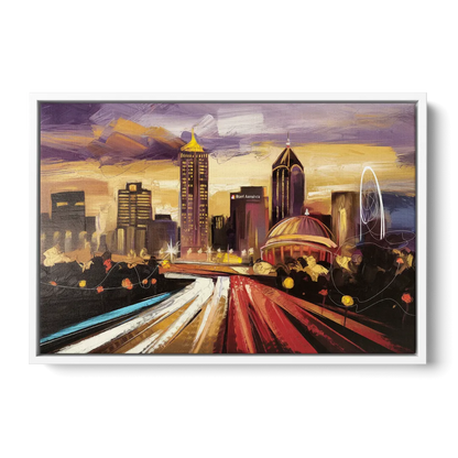 Atlanta Skyline With Georgia Dome Front - White Canvas Wall Art