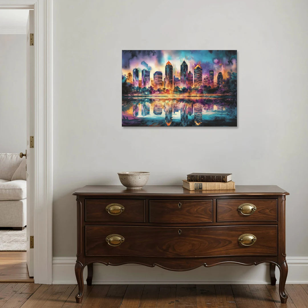 Atlanta Skyline With Reflection - Canvas Wall Art - Coffee Table - 36x24