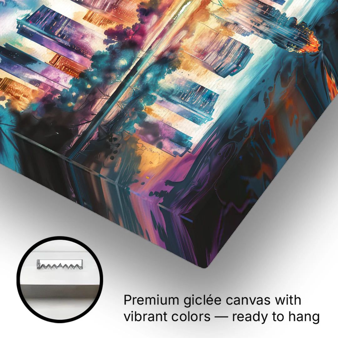 Atlanta Skyline With Reflection - Canvas Wall Art - Gallery Wrap Corner