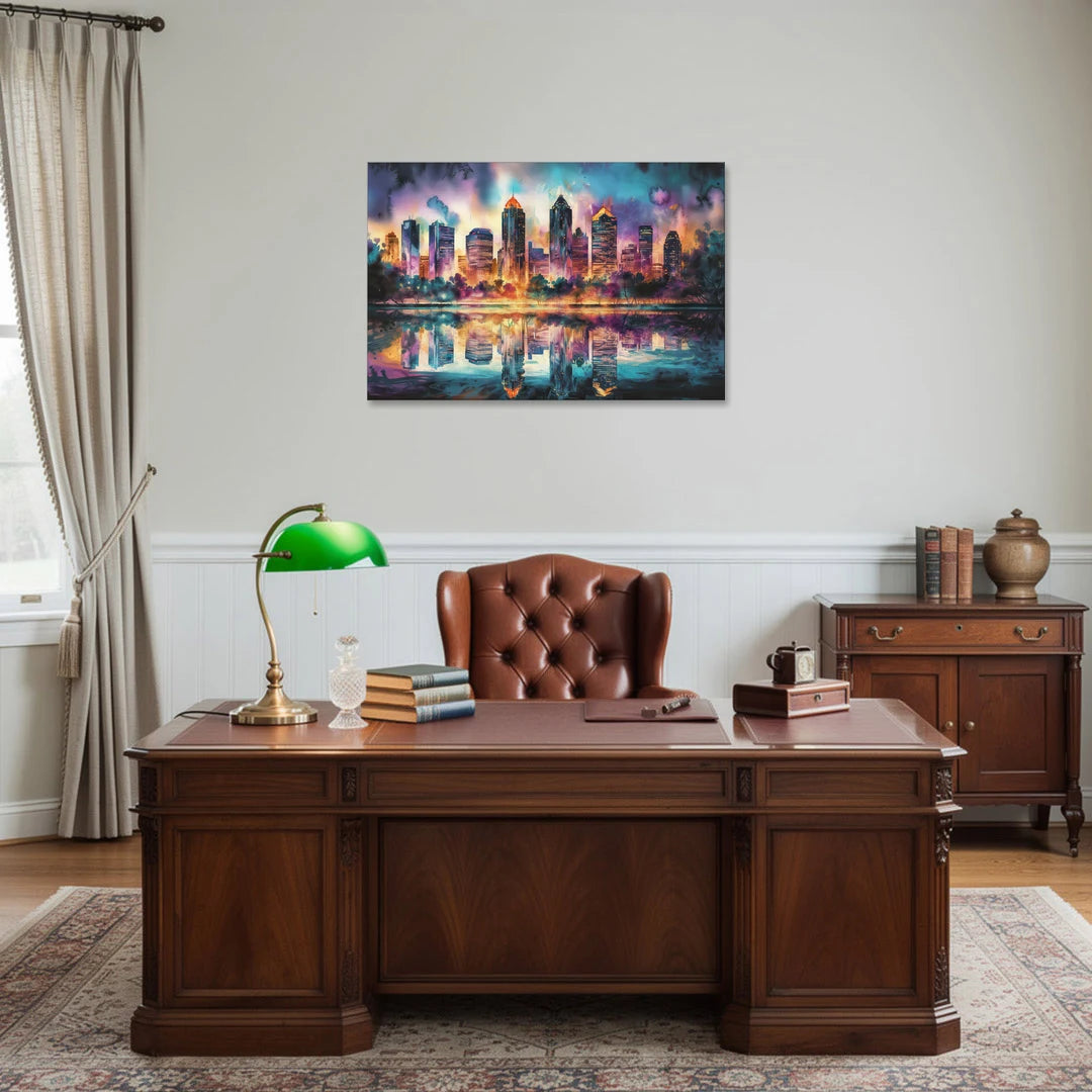 Atlanta Skyline With Reflection - Canvas Wall Art - Office - 36x24