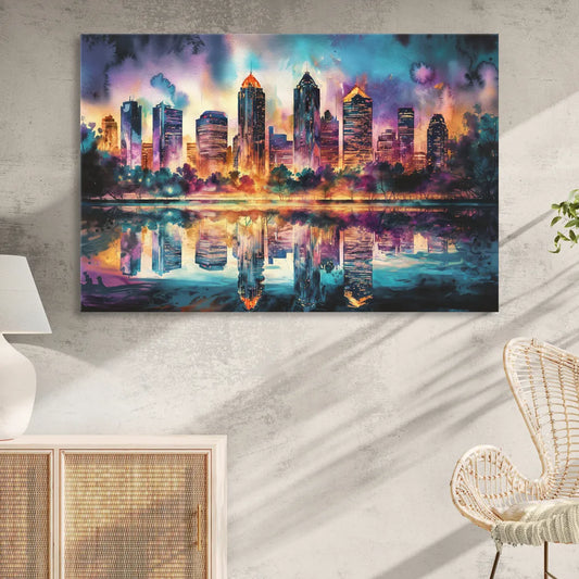 Atlanta Skyline With Reflection Living Room - Canvas Wall Art