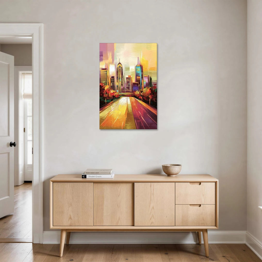 Atlanta Skyline and Peachtree Street - Canvas Wall Art - Coffee Table - 24x36