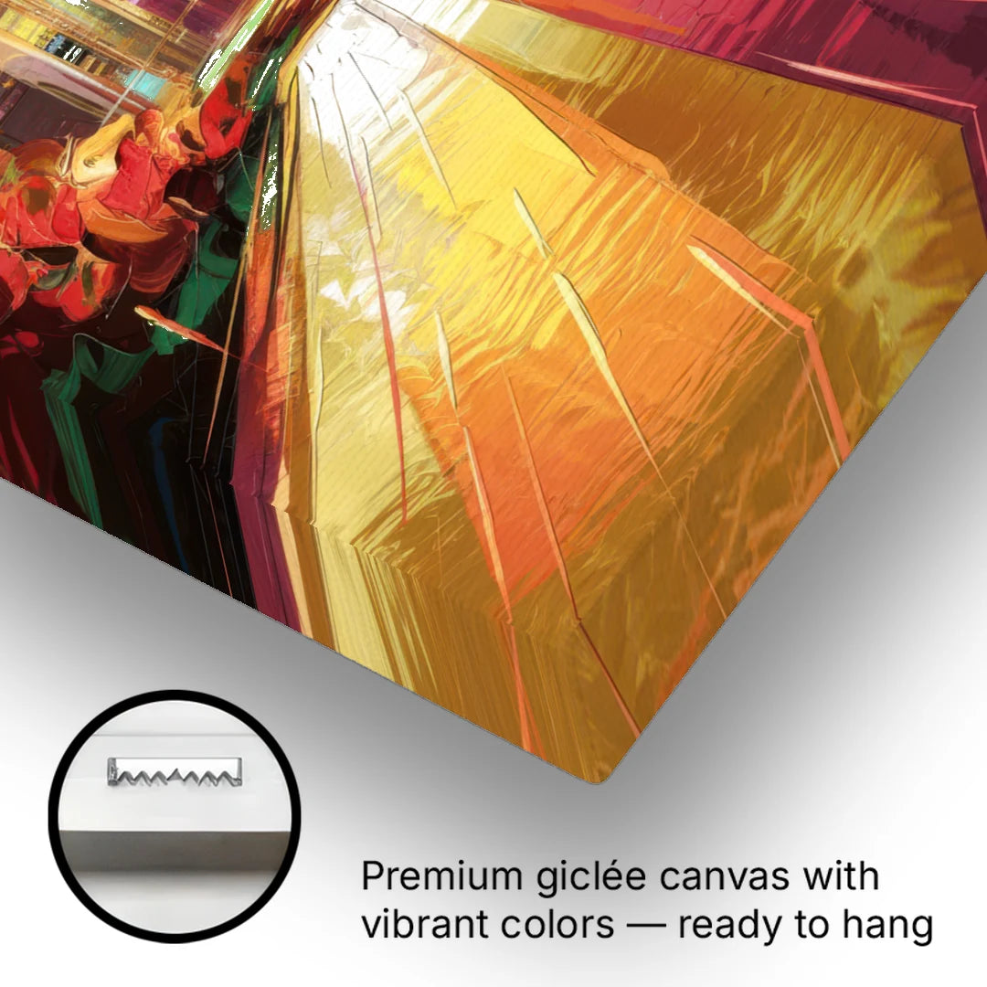 Atlanta Skyline and Peachtree Street - Canvas Wall Art - Gallery Wrap Corner