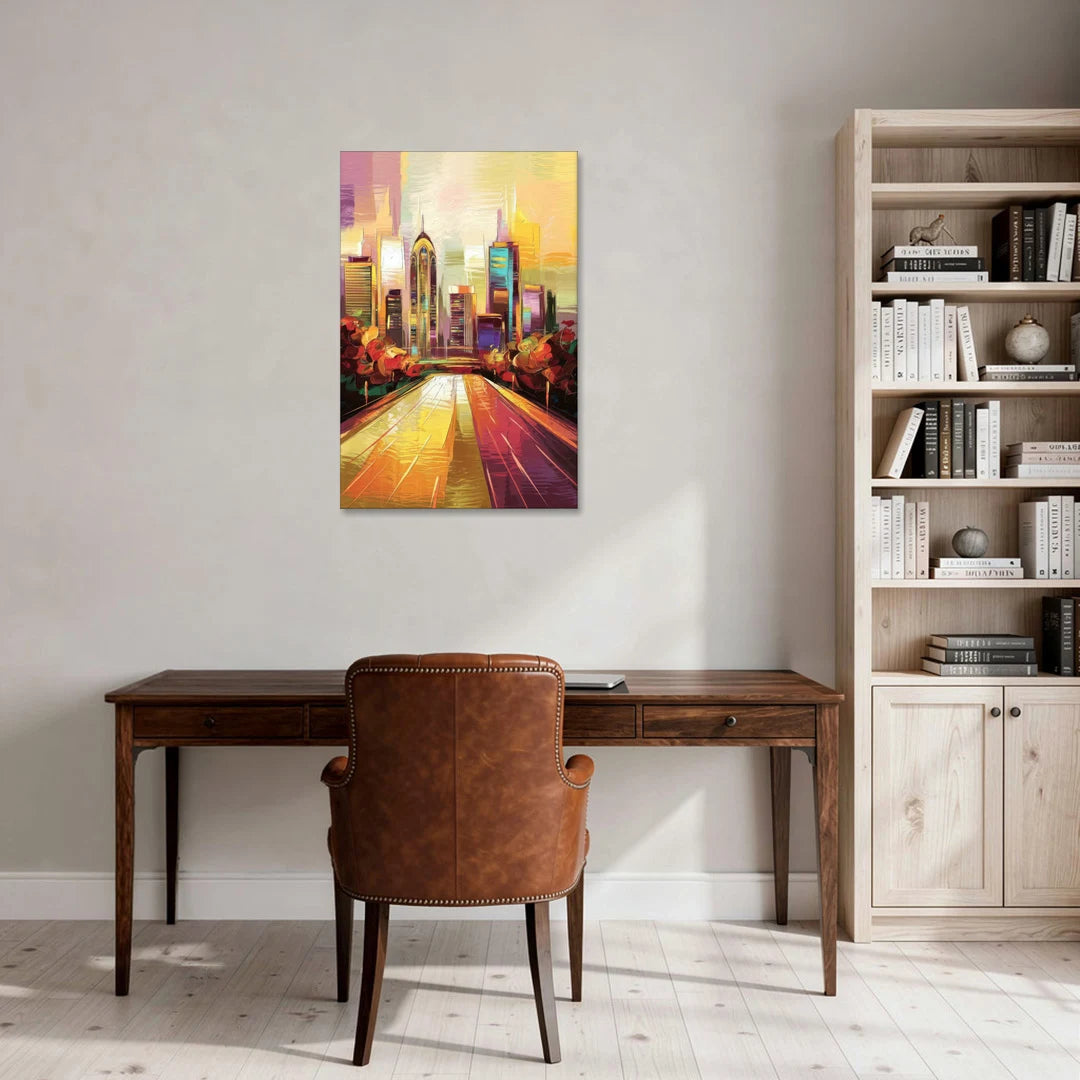Atlanta Skyline and Peachtree Street - Canvas Wall Art - Office - 24x36