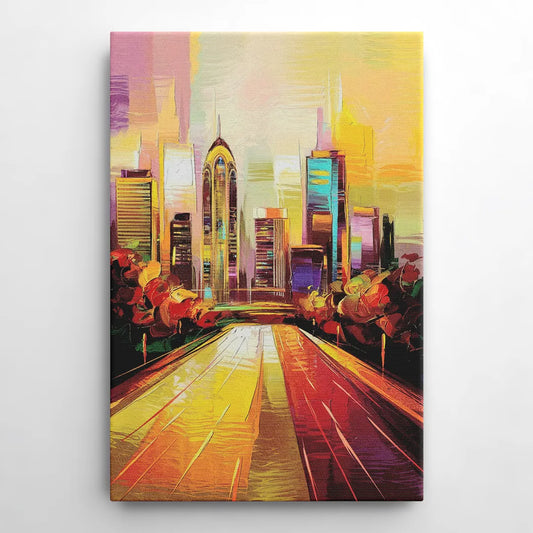 Atlanta Skyline and Peachtree Street - Canvas Wall Art