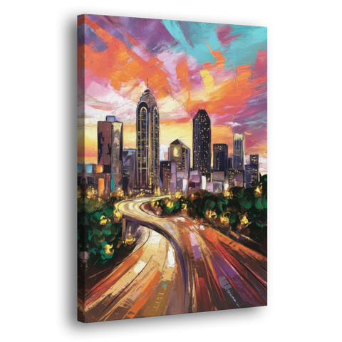 Atlanta Skyline at Sunset - Canvas Wall Art - Side