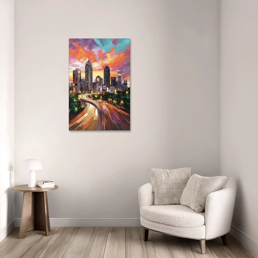 Atlanta Skyline at Sunset - Canvas Wall Art - Sofa - 24x36