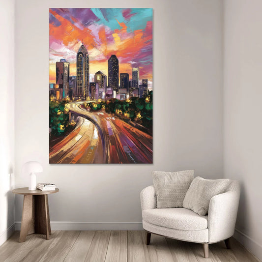 Atlanta Skyline at Sunset - Canvas Wall Art - Sofa - 40x60