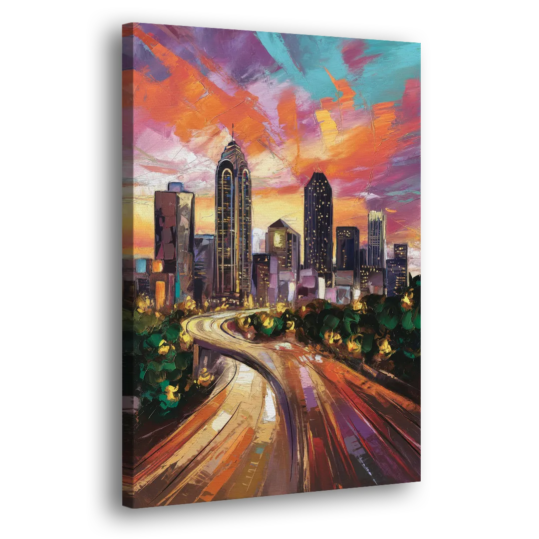 Atlanta Skyline at Sunset Side - Canvas Wall Art
