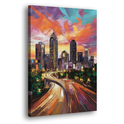 Atlanta Skyline at Sunset Side - Canvas Wall Art