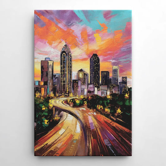 Atlanta Skyline at Sunset - Canvas Wall Art