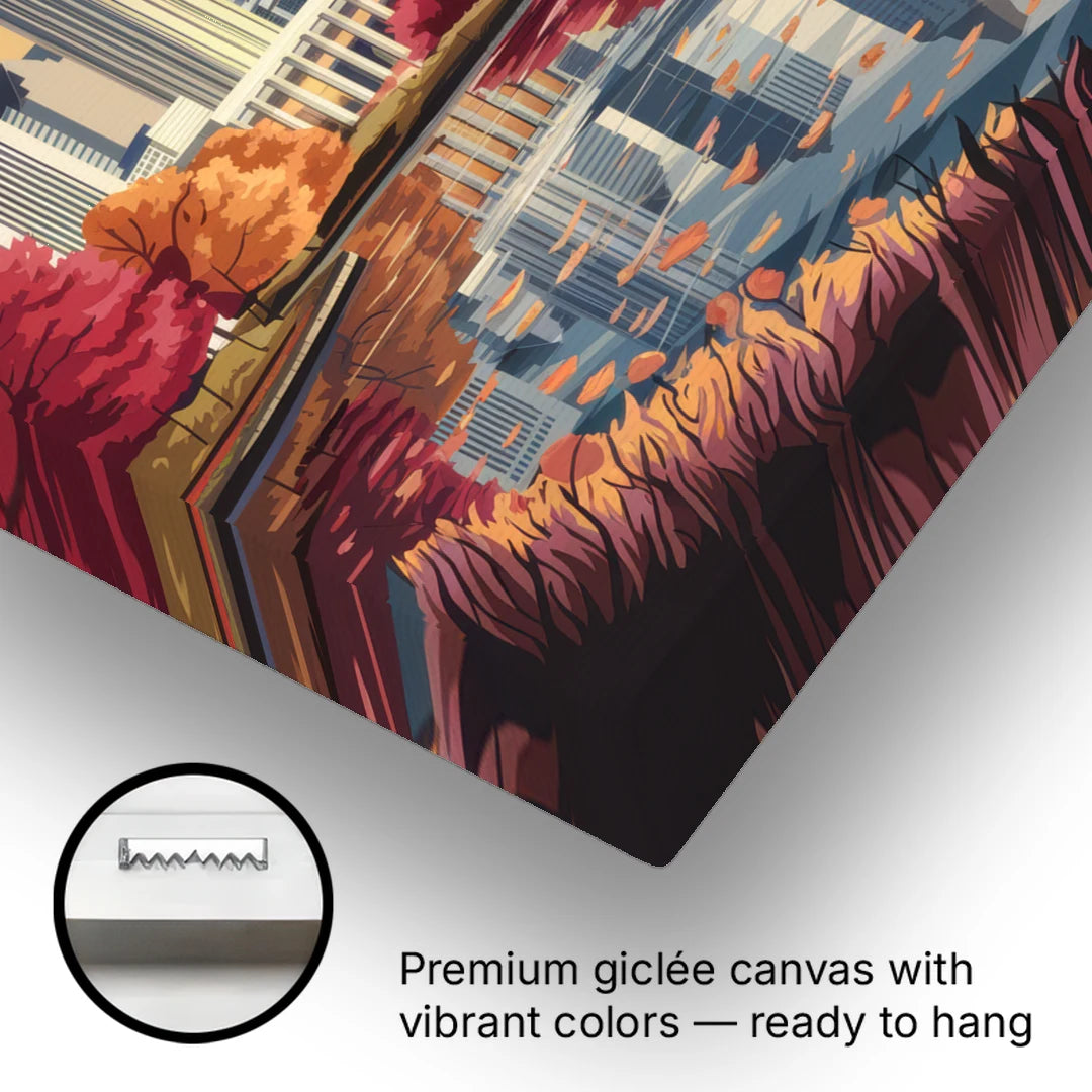 Atlanta Skyline in Autumn - Canvas Wall Art - Gallery Wrap Corner