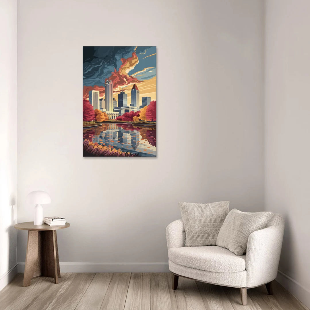Atlanta Skyline in Autumn - Canvas Wall Art - Sofa - 24x36