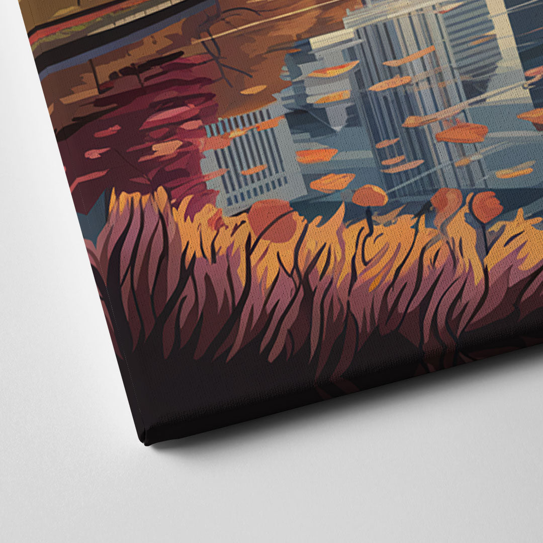 Atlanta Skyline in Autumn Canvas Close Up