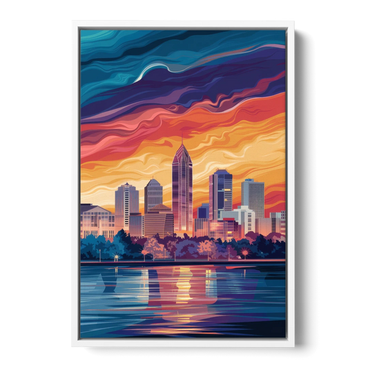 Atlanta Street Photography - White Framed Canvas Wall Art - Front