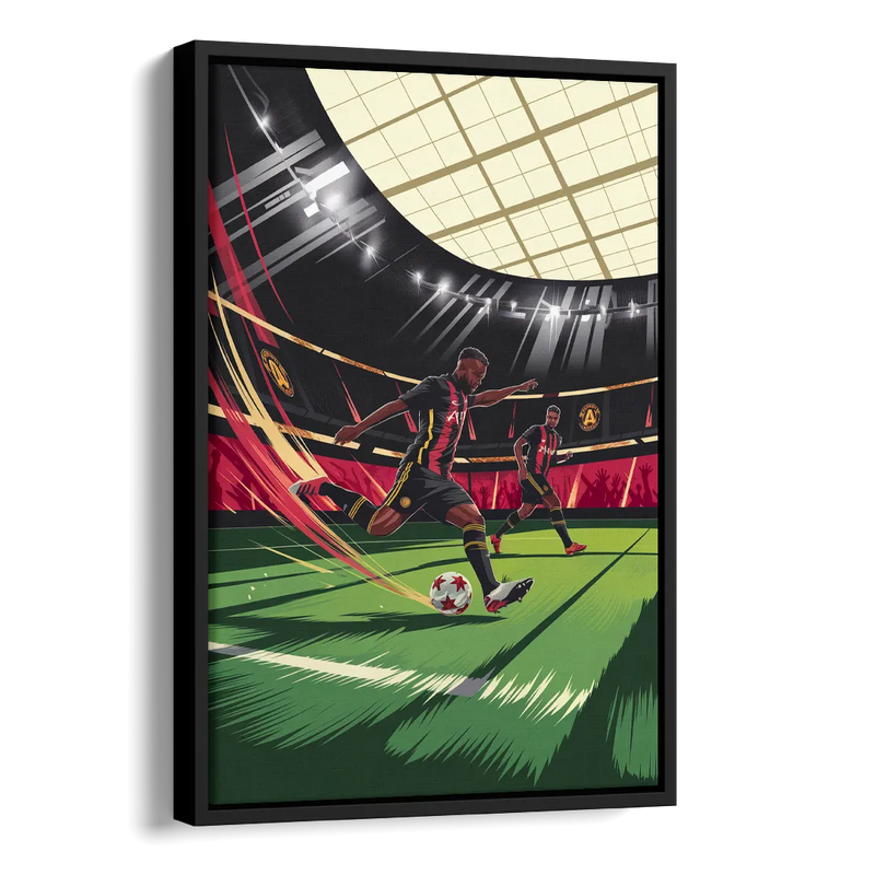 Atlanta United Soccer Action Side - Black Canvas Wall Art