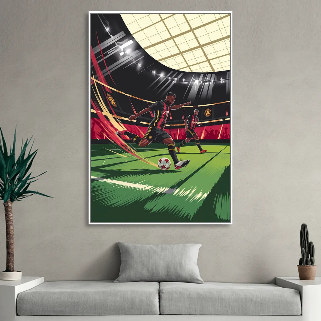 Atlanta United Soccer Action Sitting Room - White Canvas Wall Art