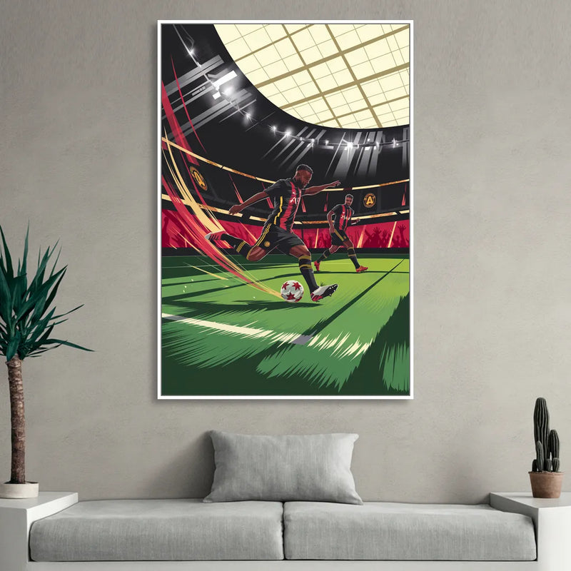 Atlanta United Soccer Action Sitting Room - White Canvas Wall Art