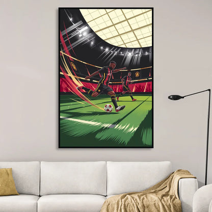 Atlanta United Soccer Action Sitting Room - Black Canvas Wall Art